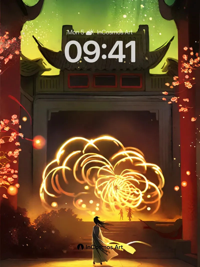 Golden Spiral Wallpaper with Celestial Gate