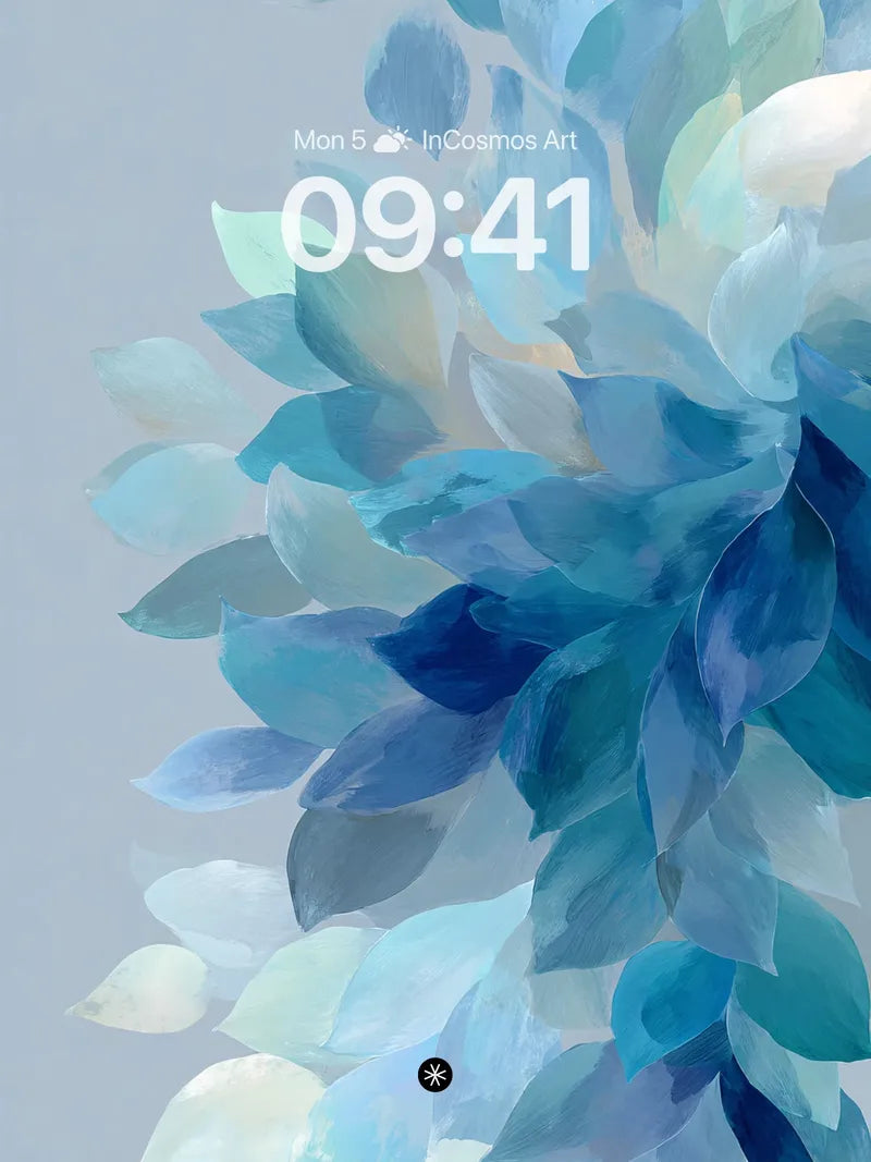 Soft Petal Cascade Wallpaper in Ocean Haze wallpaper for iPhone, iPad & Mac