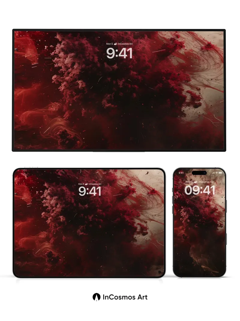 Crimson Veil Wallpaper with Cosmic Dust