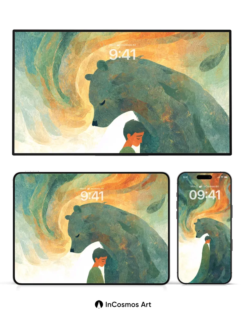 Whispering Bear Wallpaper with Ember Trails