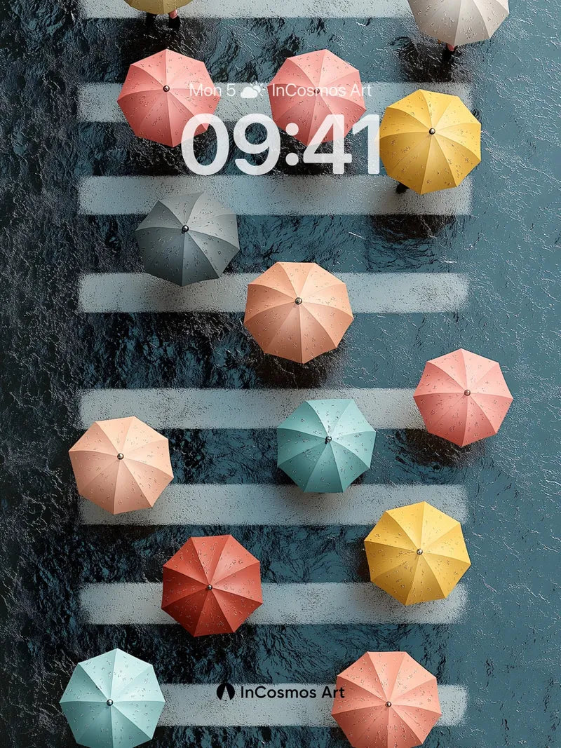 Raindrop Reverie Wallpaper with Umbrella Constellations