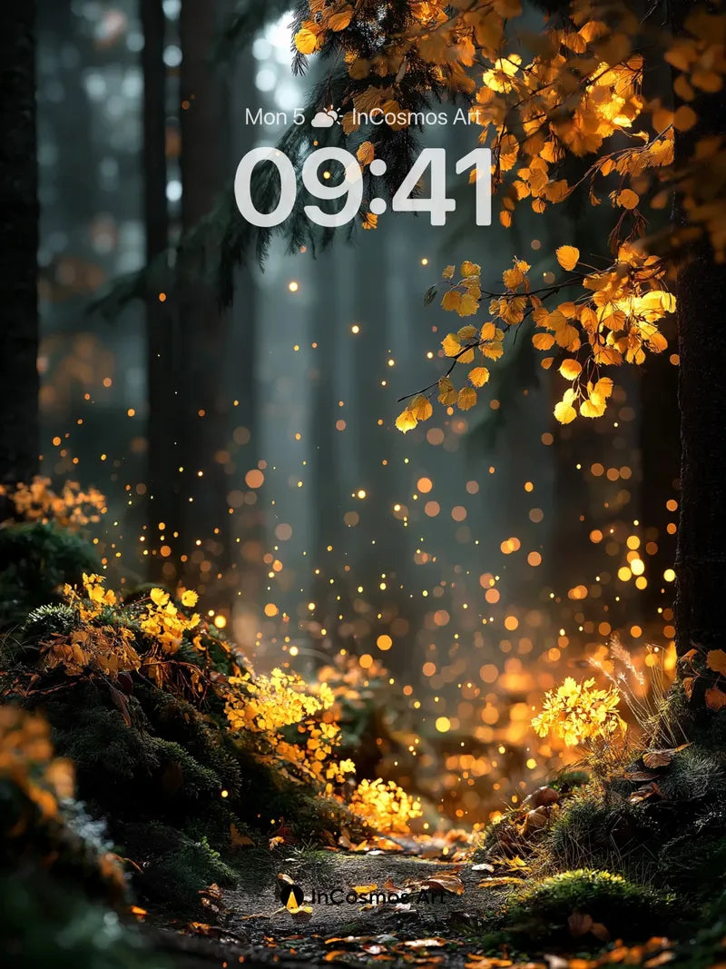 Golden Hush Wallpaper with Floating Embers