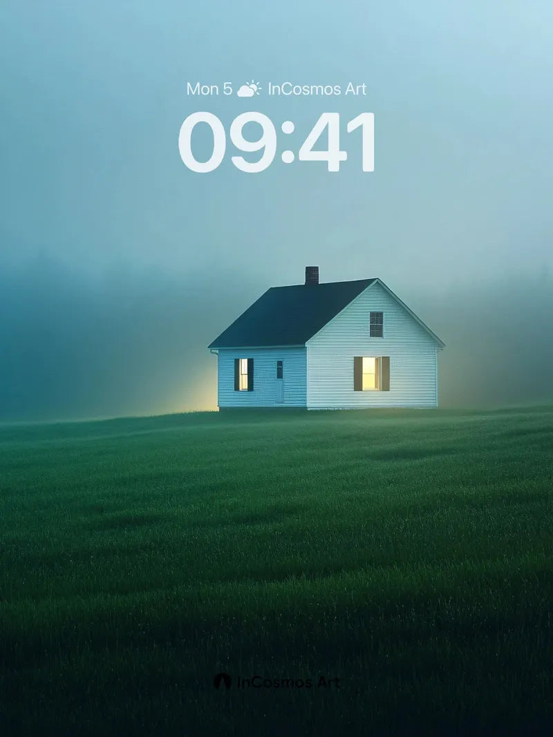 Misty Solitude Wallpaper with Glowing Windows