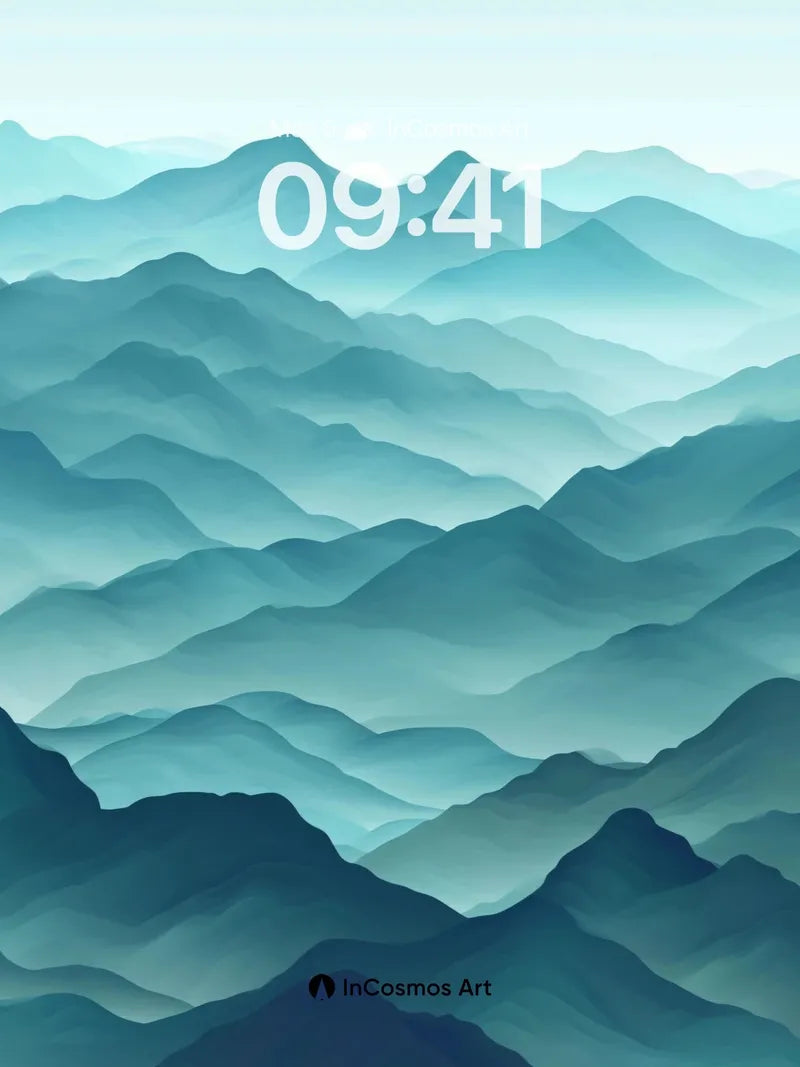 Mist-Weave Mountain Wallpaper in Ethereal Blue