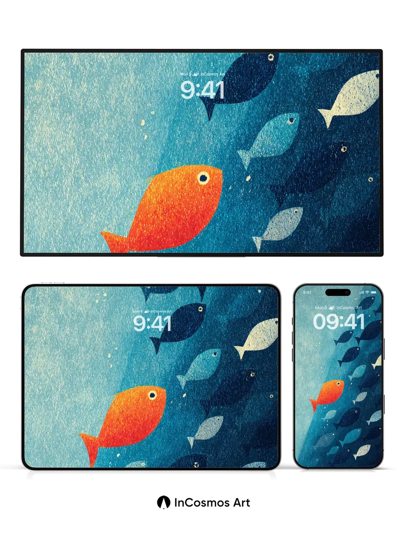 Coral Current Wallpaper with Solitary Flame
