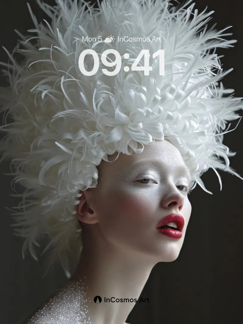 Luminous Feather Crown Wallpaper with Glittering Skin wallpaper for iPhone, iPad & Mac