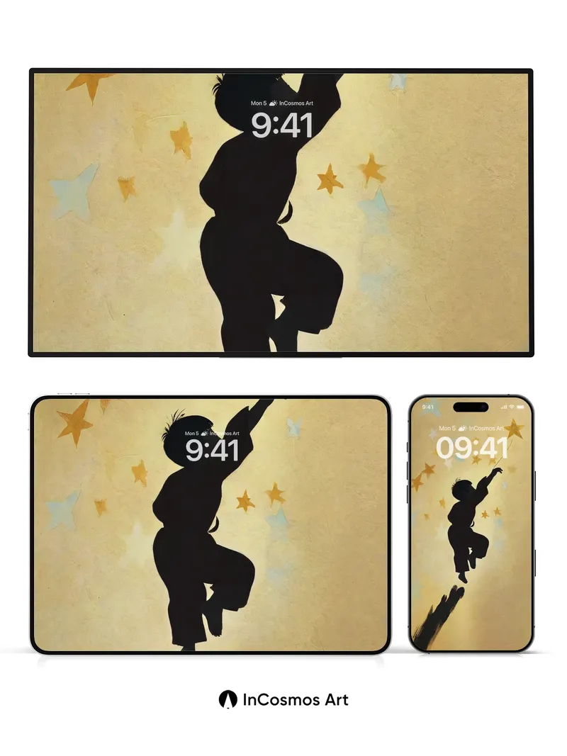 Wondering Silhouette Wallpaper with Starlight Strings