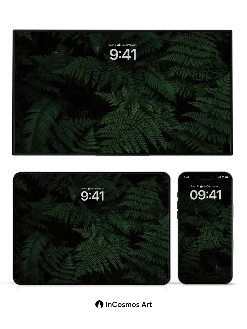 Shadowed Ferns Wallpaper with Midnight Breath