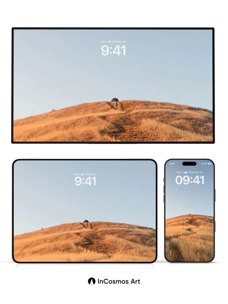 Golden Hush Wallpaper with Distant Figures