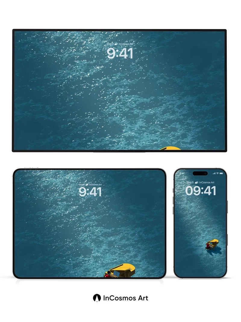 Serenity Piano Wallpaper with Ocean Depths