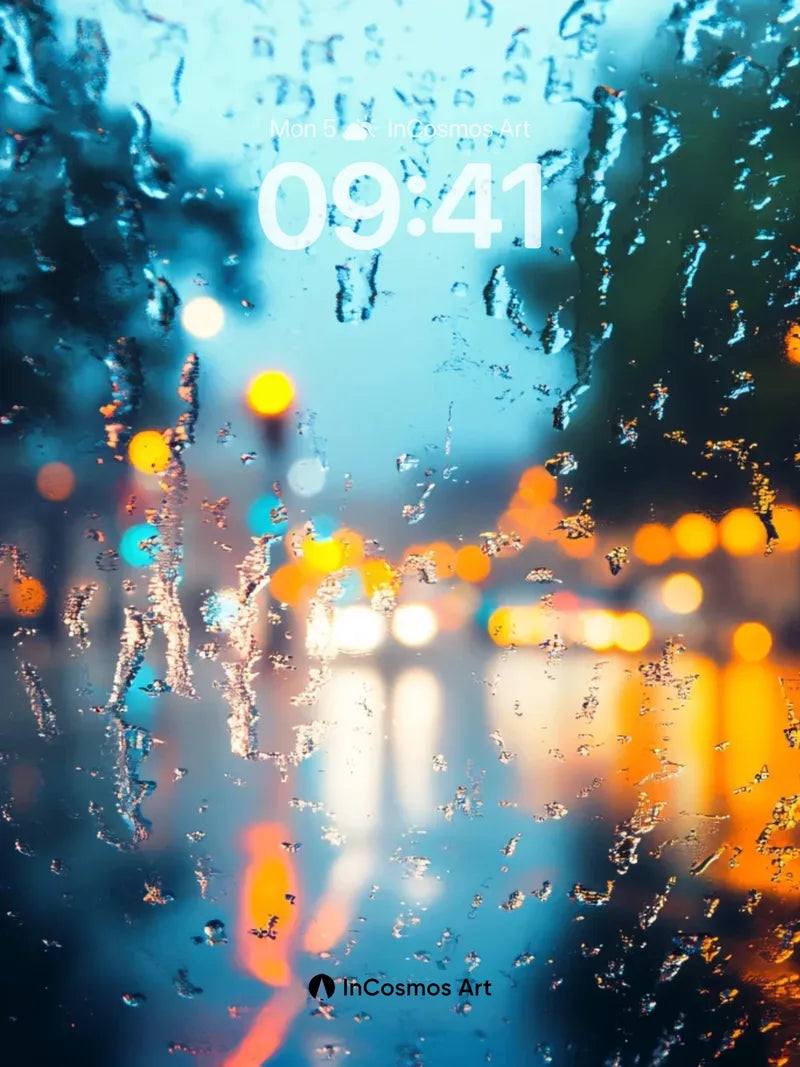 Rain-Slicked Neon Wallpaper with Dripping Light