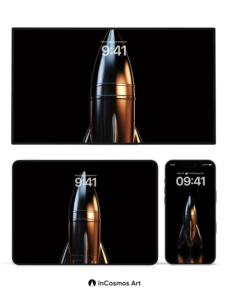 Silent Launch Wallpaper with Golden Reflections