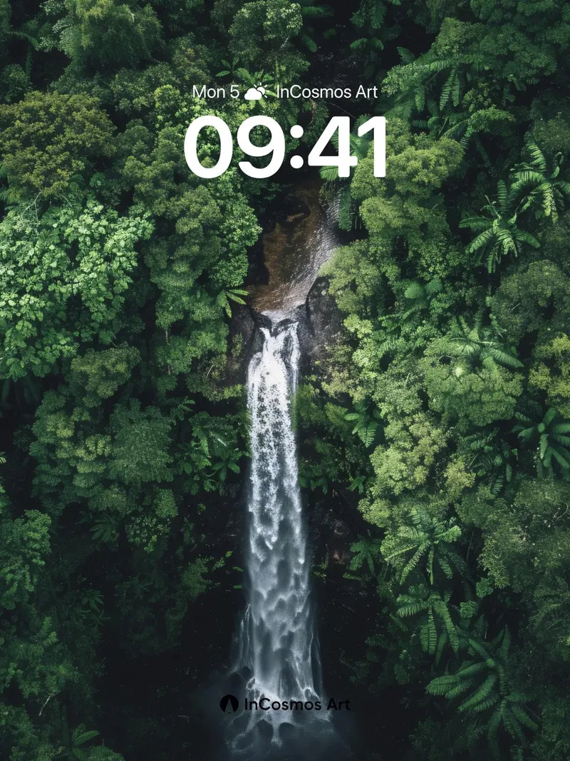 Serenity Cascade Wallpaper with Emerald Canopy