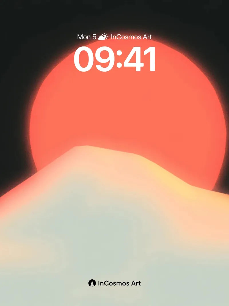 Serene Horizon Wallpaper with Floating Sun