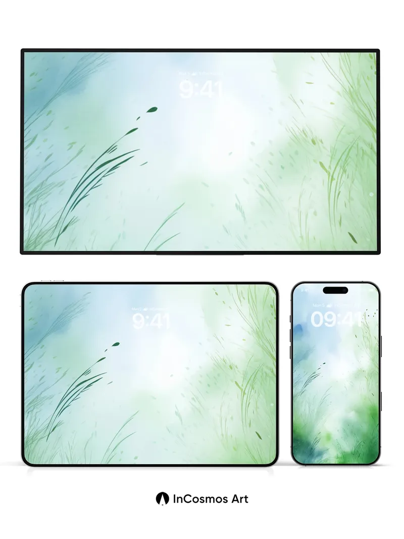 Whispering Grass Wallpaper with Ethereal Light