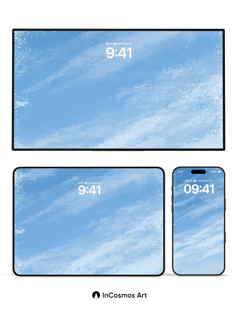 Serene Skyline Wallpaper with Soft Cloud Trails