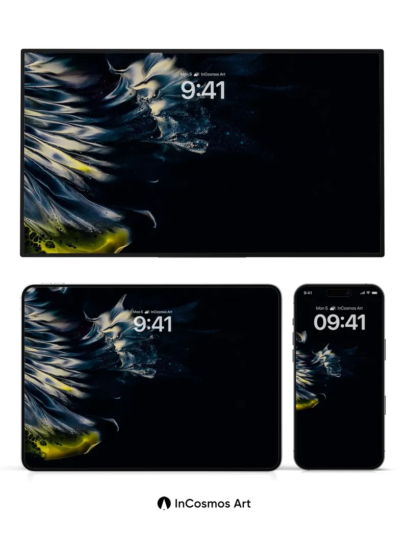 Nocturnal Ink Flow Wallpaper with Electric Veins