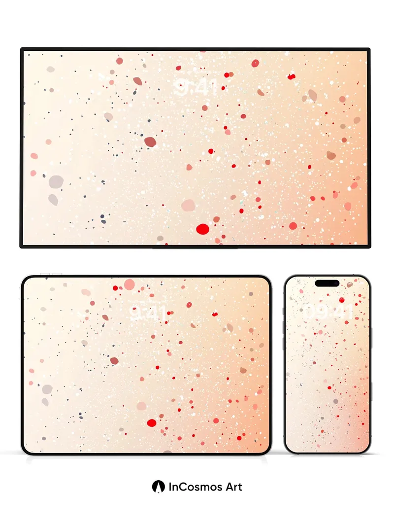 Whispering Speckles Wallpaper with Floating Red Orbs