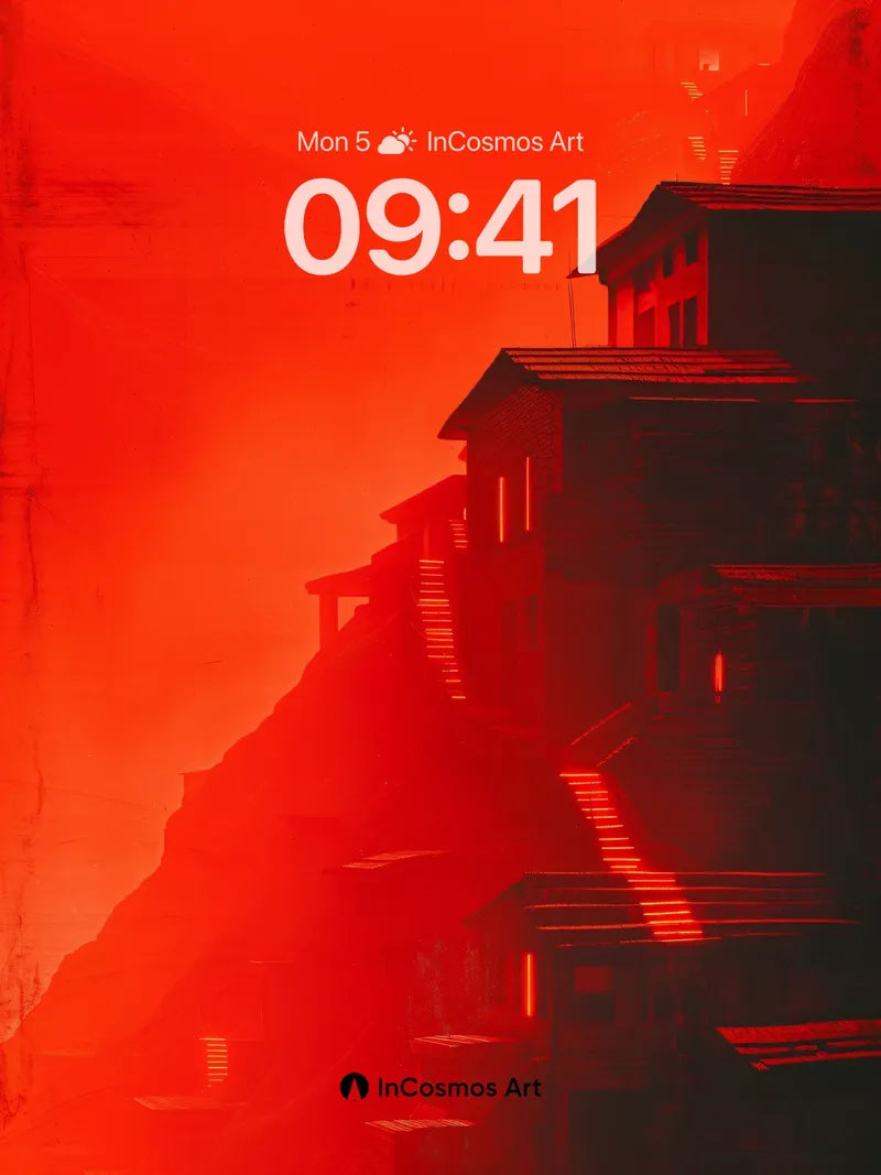 Crimson Echo Wallpaper with Stairway Steps