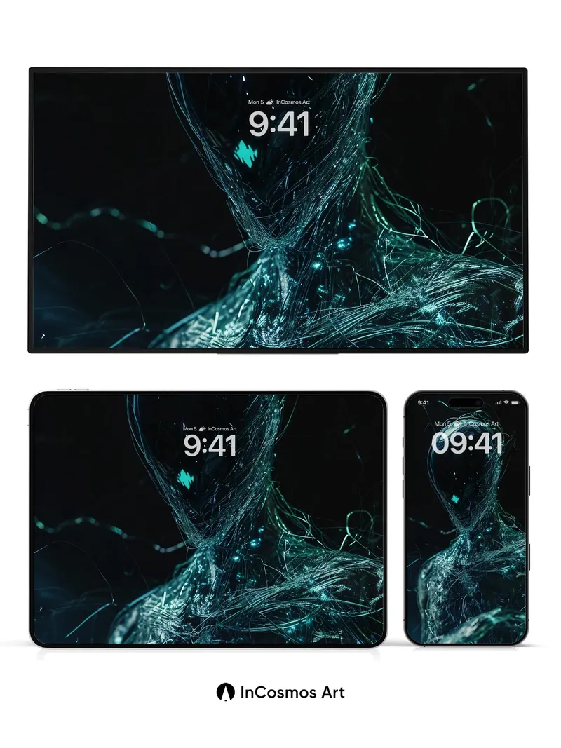 Neon Veil Wallpaper with Ghostly Threads