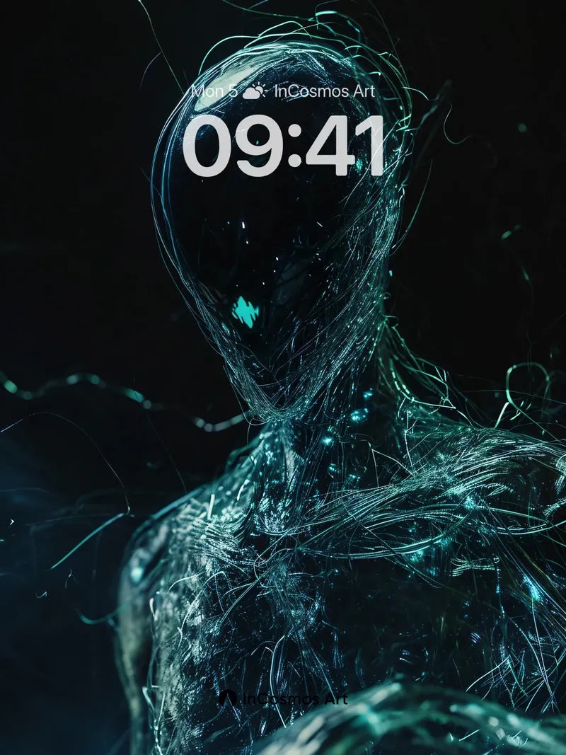 Neon Veil Wallpaper with Ghostly Threads