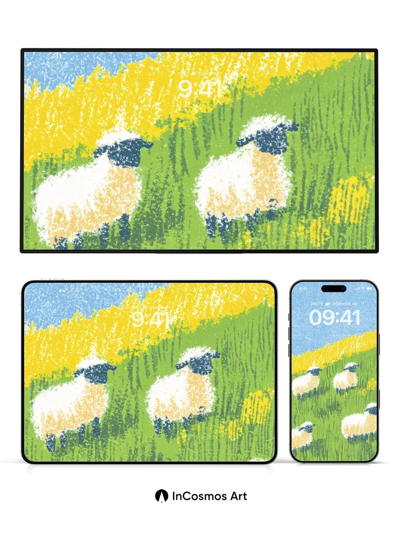 Serenity Meadow Wallpaper with Woolen Whispers