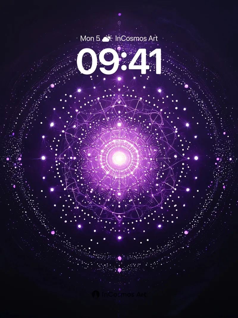 Cosmic Lattice Wallpaper with Ethereal Nodes