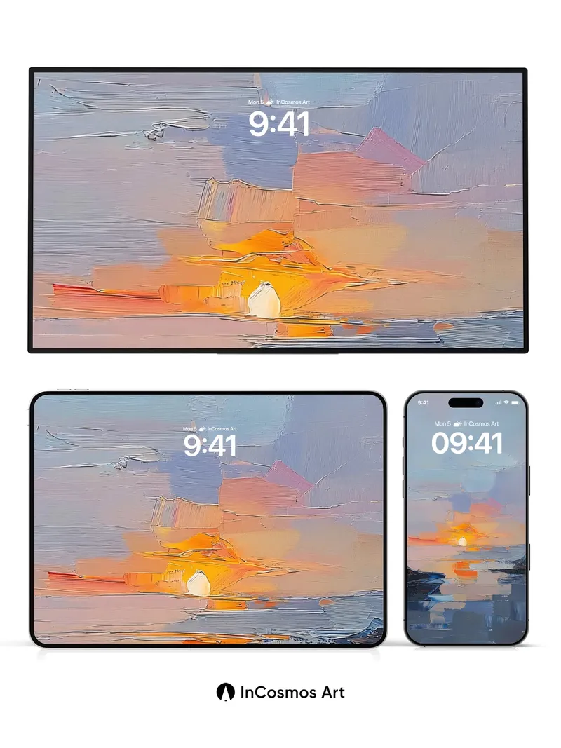 Serene Horizon Wallpaper with Golden Hush