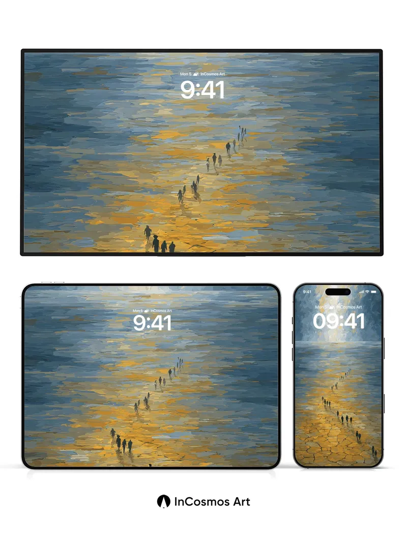 Golden Cracks Wallpaper with Light Path