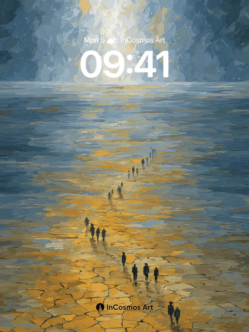 Golden Cracks Wallpaper with Light Path