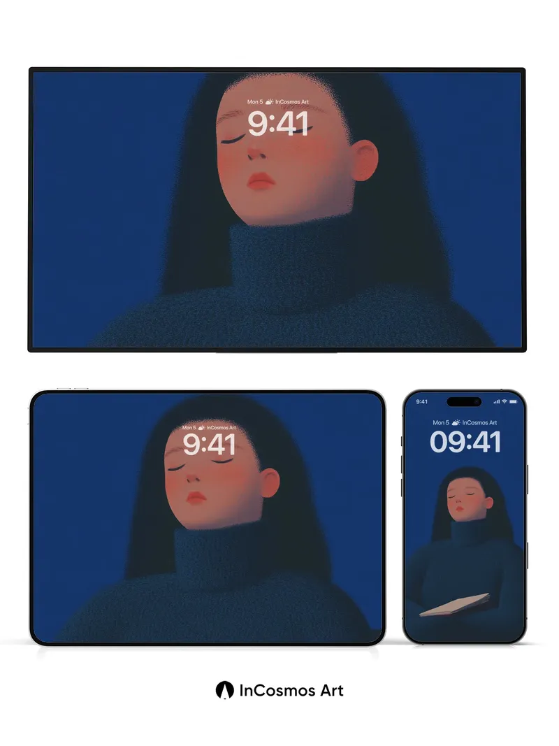 Midnight Stillness Wallpaper with Closed Eyes