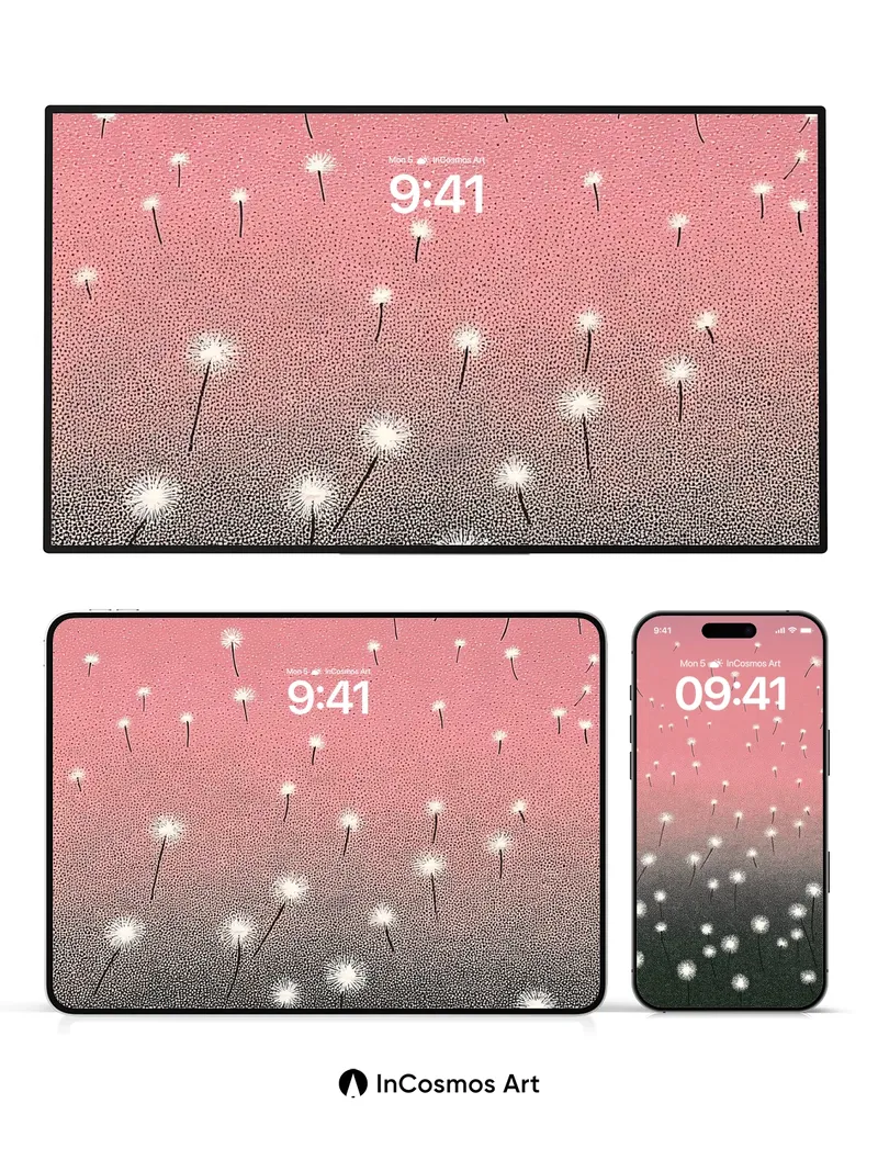 Whispering Dandelion Wallpaper with Gradient Hush