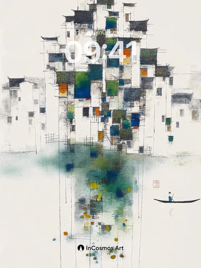 Serene Waterfront Wallpaper with Floating Reflections