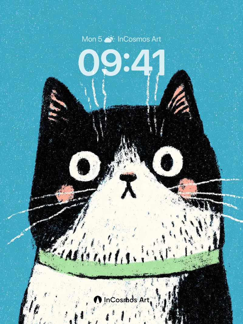 Whimsical Feline Wallpaper with Speckled Texture wallpaper for iPhone, iPad & Mac