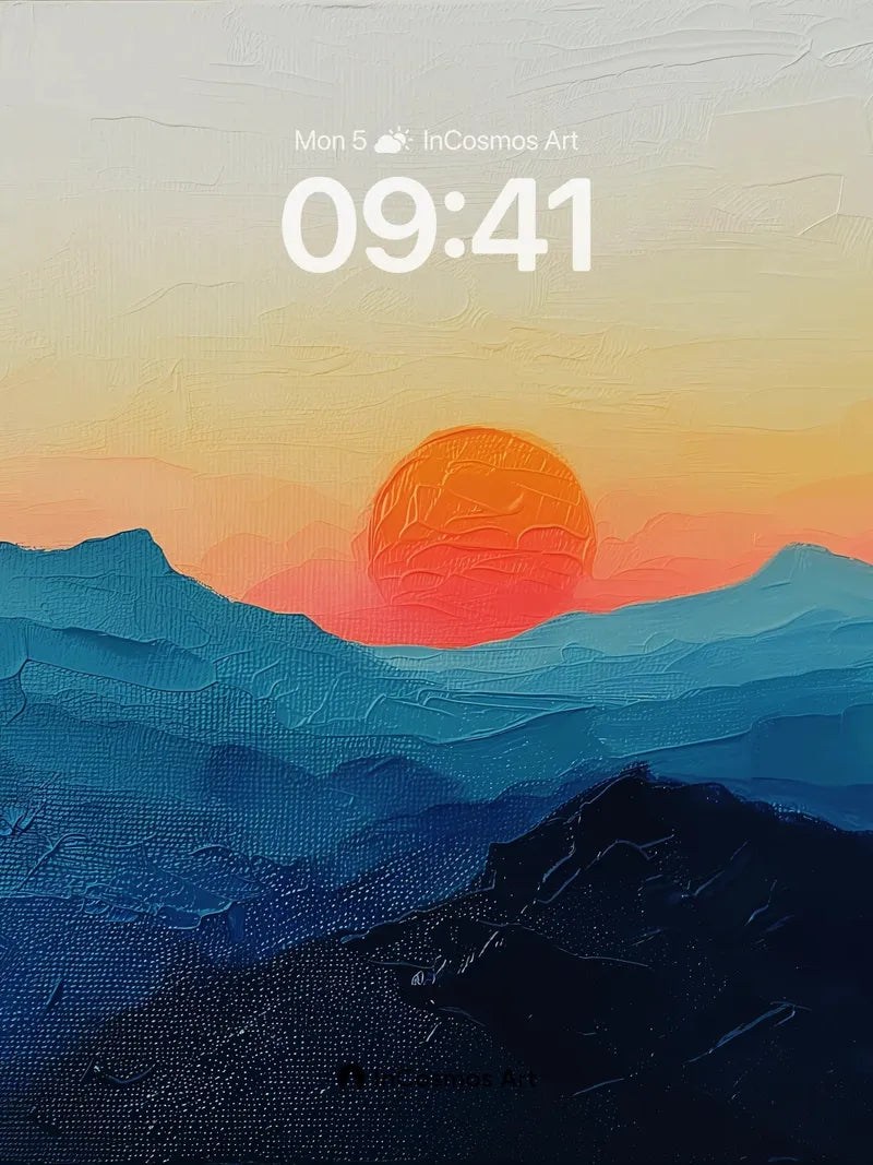 Crimson Horizon Wallpaper with Textured Peaks