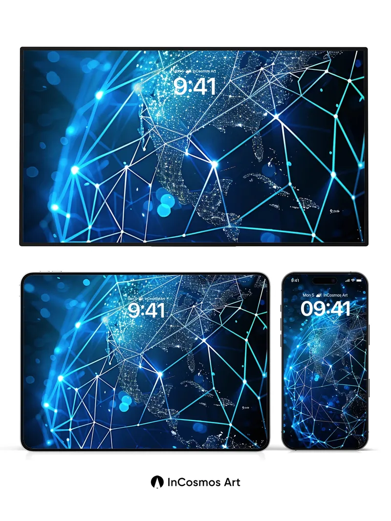 Neon Web Wallpaper with Cosmic Pulse