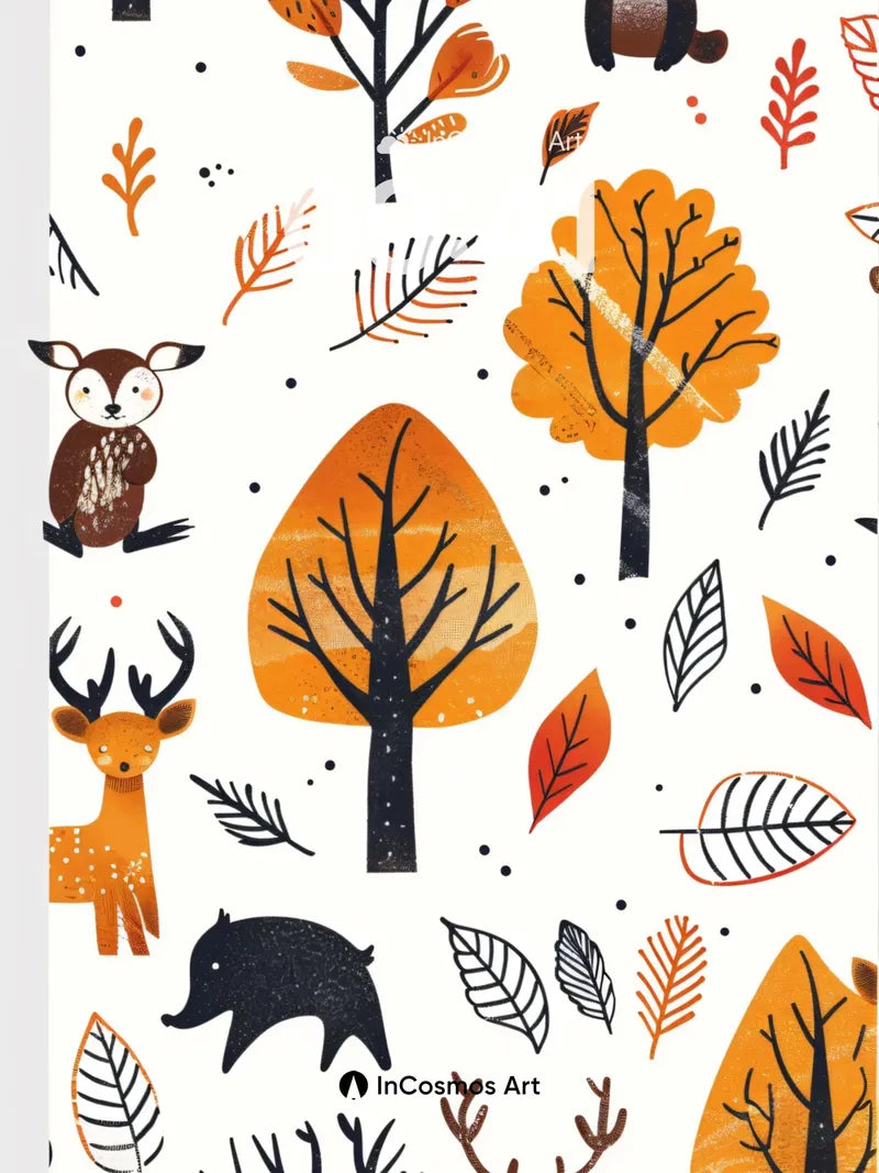 Whimsical Woodland Wallpaper with Autumnal Charm