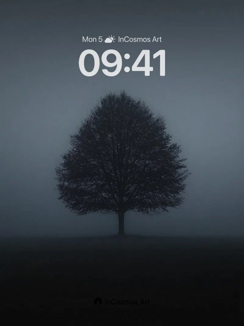 Solitary Shadow Wallpaper in Misty Stillness