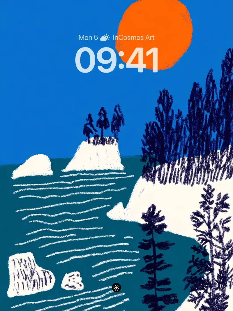 Serene Winter Landscape Wallpaper with Hand-Drawn Textures wallpaper for iPhone, iPad & Mac