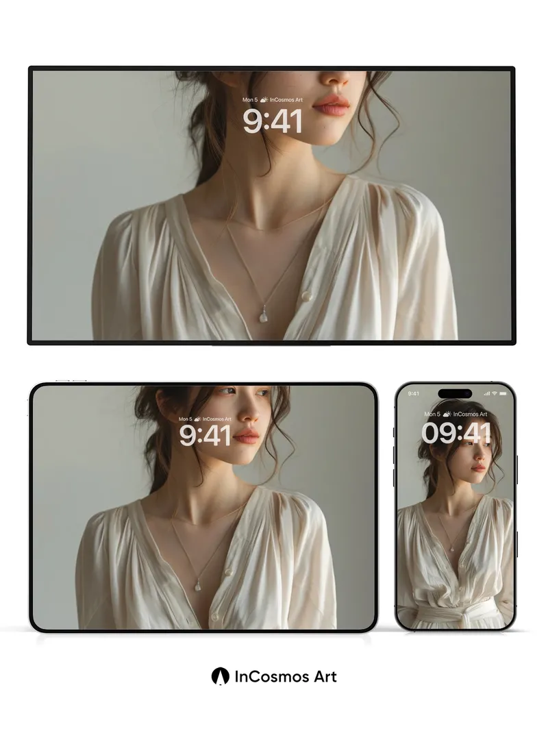 Soft Light Portrait Wallpaper with Silk Draping