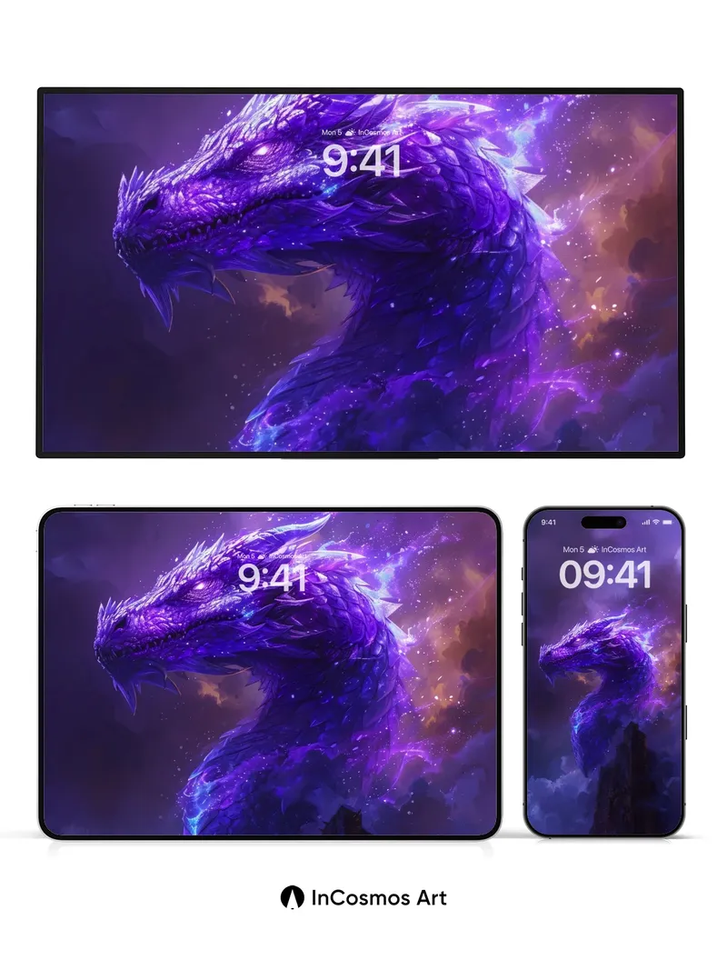 Electric Storm Dragon Wallpaper with Cosmic Breath