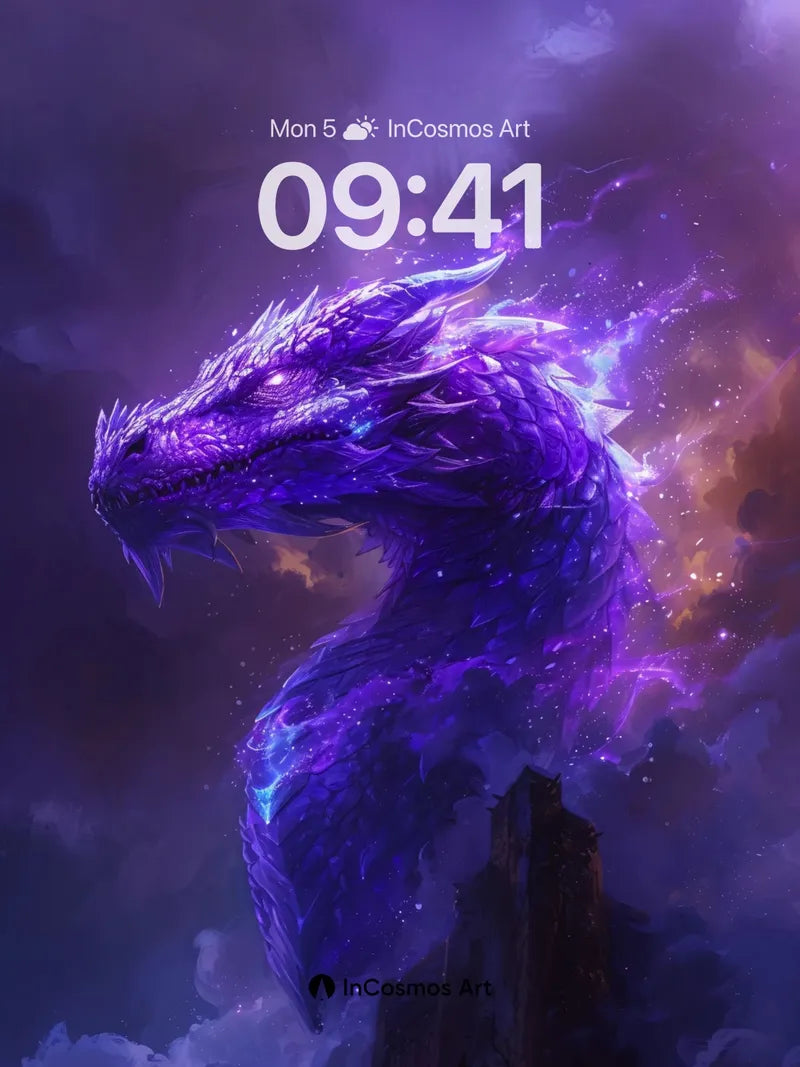 Electric Storm Dragon Wallpaper with Cosmic Breath