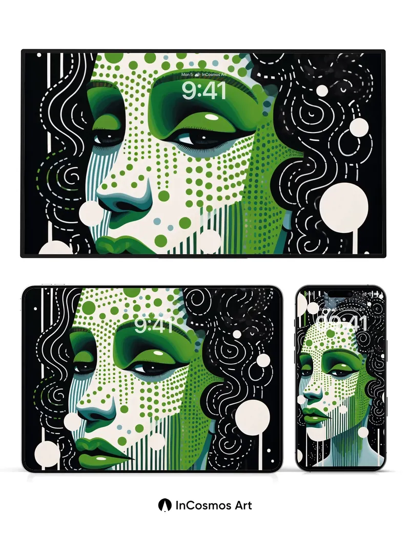 Emerald Whisper Wallpaper with Polka-Dot Veil