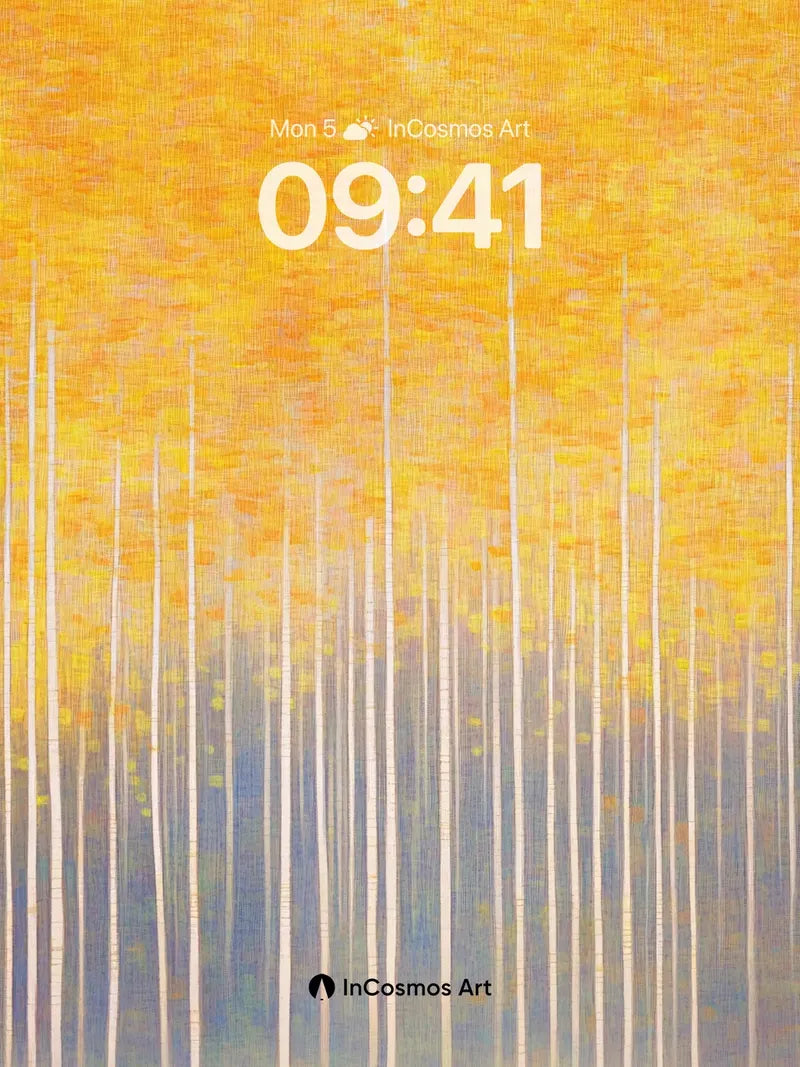 Golden Hush Wallpaper with Birch Whispers