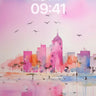 Pink Horizon Wallpaper with Floating Birds wallpaper for iPhone, iPad & Mac