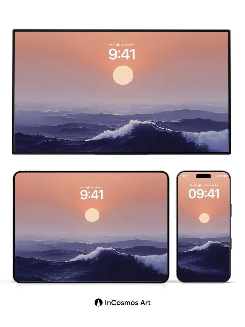 Crimson Horizon Wallpaper with Ocean's Breath