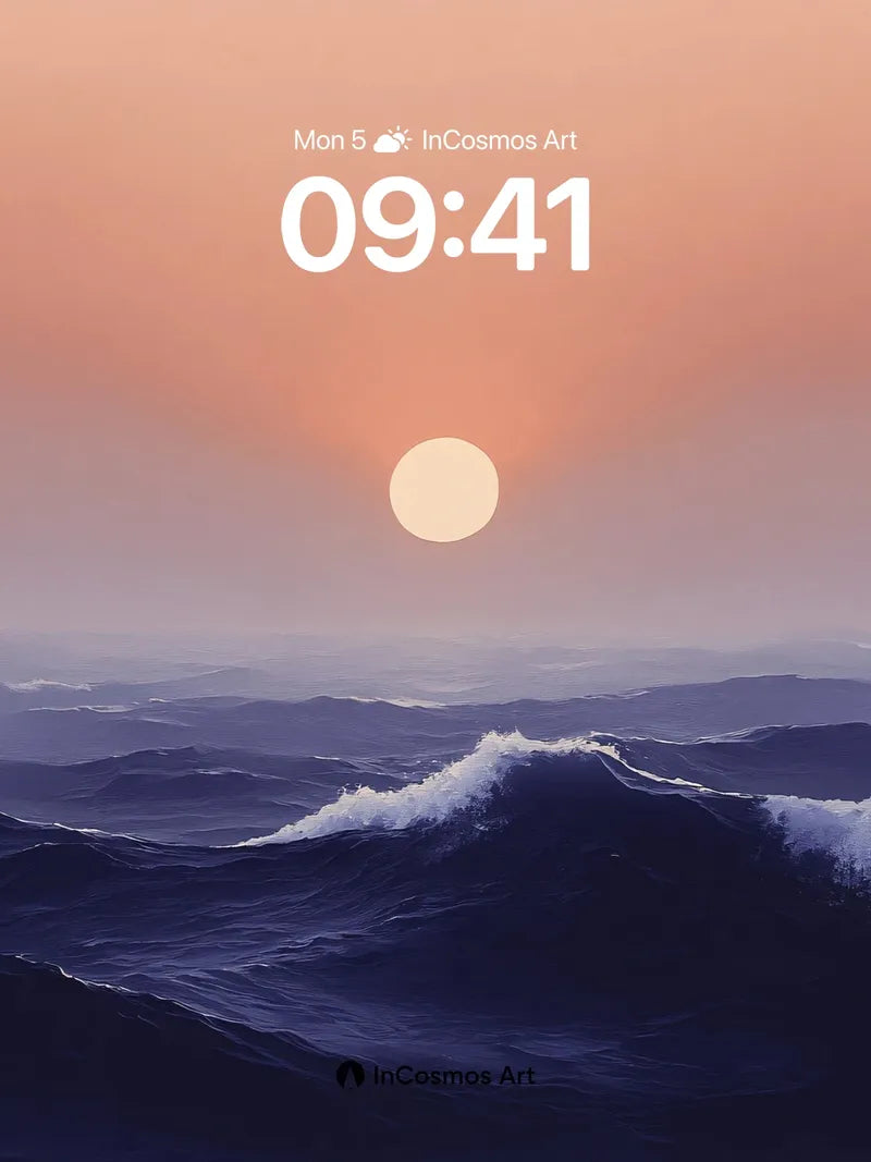 Crimson Horizon Wallpaper with Ocean's Breath