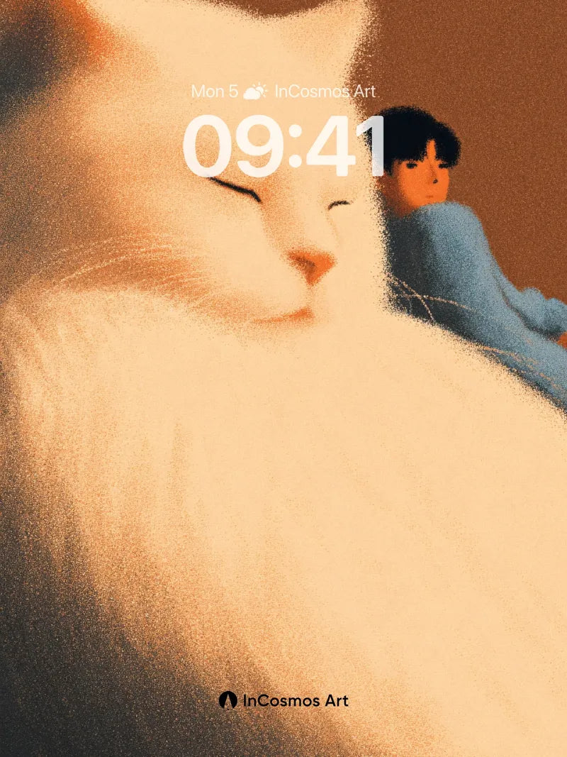 Serene Fur Drift Wallpaper with Hidden Human