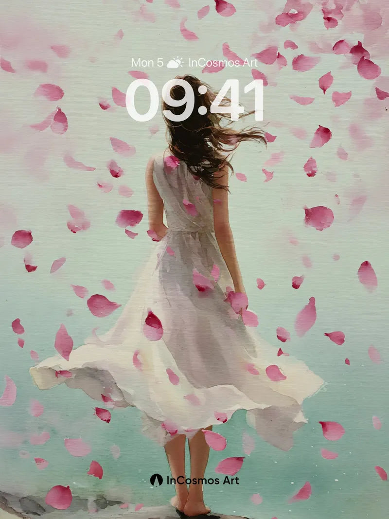 Serenity in Petal Drift Wallpaper with Ethereal Light