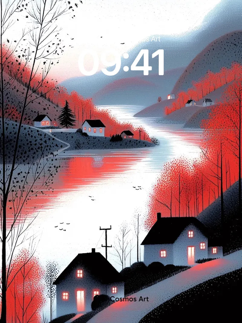 Crimson Echo Wallpaper with Moonlit Rivers